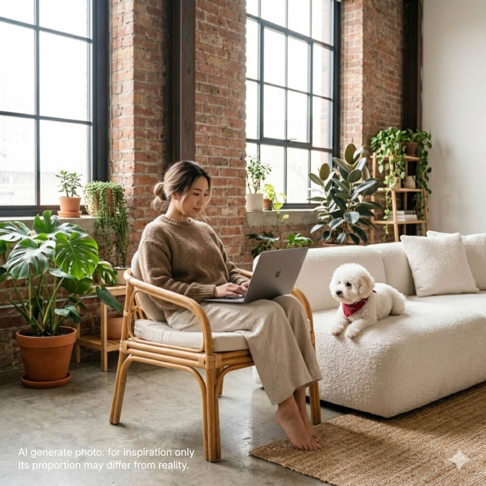 เก้าอี้หวายแท้ PISAMAI รุ่น MORE EASY CHAIR เก้าอี้นั่งเล่น ทรงมินิมอล ขนาด 60*64*64 ซม.